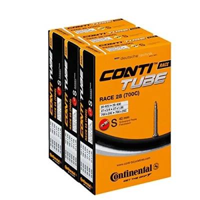 Imagen de Continental Pack 3 cámaras Road 28, 700c 20 25, válvula Presta (Fina), 42 mm, Unisex Adulto, Negro, (20 622 25 630)