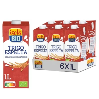 Imagen de ISOLA BIO Pack de 6 Unidades 1 L Bebida Ecológica Vegetal Trigo Espelta Sin Azúcar Añadido y Lactosa Apto para Veganos Ideal Tomar Sola, con Café o en Batidos