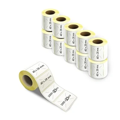 Imagen de m MU Etiquetas Adhesivas 10 Rollos/10000 Hojas Etiquetas, 40MM X 28MM, Etiqueta De Envío Exprés, Para Catering Tarros Comida Pegatinas Oficina Cocina4x2.8CM