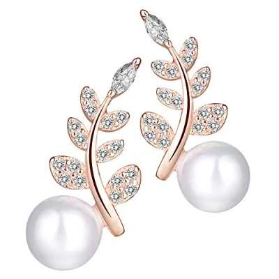Imagen de MICGIGI Pendientes de perlas para mujer, Plata ley 925, aretes tuerca con circonita cúbica, ley, Perla