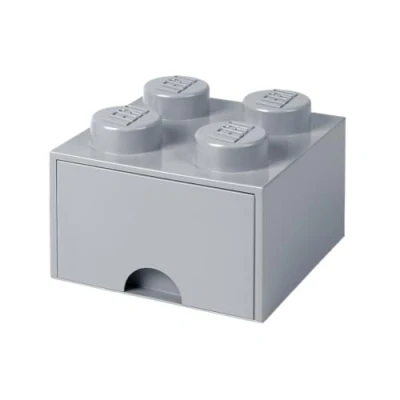 Imagen de Room Copenhagen 4005 Lego Ladrillo 4 pomos, 1 cajón, Caja de almacenaje apilable, 4,7 l, Gris, 20 x 18 15 cm