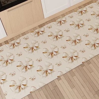 Imagen de PETTI Artigiani Italiani Alfombra de Cocina Antideslizante Lavable, para Cocina, 52 x 440 cm, diseño Lazo Beige, 100% Made in Italy