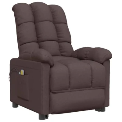 Imagen de vidaXL Sillón Reclinable de Masaje Eléctrico, Silla con Respaldo Reposabrazos, Relax Descanso, Asiento Ajustable, Tela Marrón Oscuro