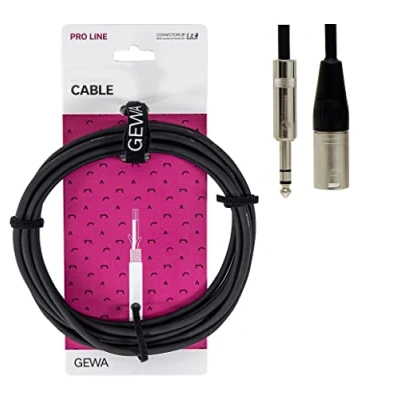 Imagen de GEWA Conexión simétrica de audio Pro Line 3m, negro, conector REAN, 1x jack estéreo 6,3 mm XLR (m), 190716