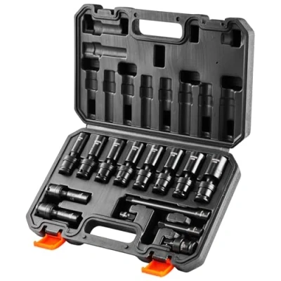 Imagen de VEVOR Juego de Vasos Impacto 3/8&quot; Métricos 14 piezas 10 19 mm Llaves Vaso Hexagonales Acero Aleación Cr Mo para Reparación Automóviles