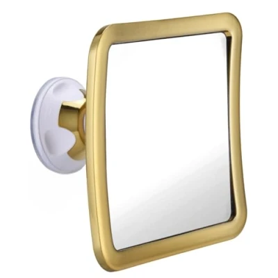 Imagen de MIRRORVANA espejo de ducha sin niebla chapado en oro, afeitado con ventosa 360 grados y spray antivaho adicional, portátil e inastillable, 16 cm x (dorado)
