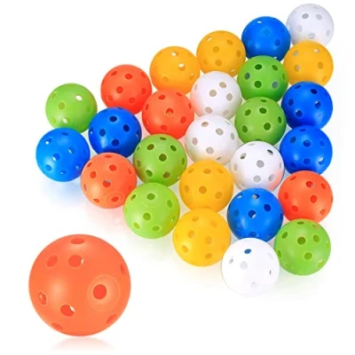 Imagen de 28 Piezas Pelotas de Práctica Golf, Golf Hueca con Flujo Aire, Plástico 40 mm para Practicar Swing, Campo Aire Libre