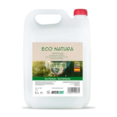 Imagen de Intercabo Garrafa de 5 Litros Jabón manos Jabon liquido 5l Eco Natura Recarga Ideal para Hostelería, Oficinas y Comercios Limpieza Efectiva Cuidado la Piel