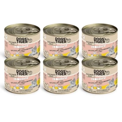 Imagen de Dogs&#039;n Tiger Comida húmeda para Gatos con Pollo y Calabaza, sin Cereales, azúcares añadidos, conservantes Artificiales, compatibilidad óptima, 6 x 200 g