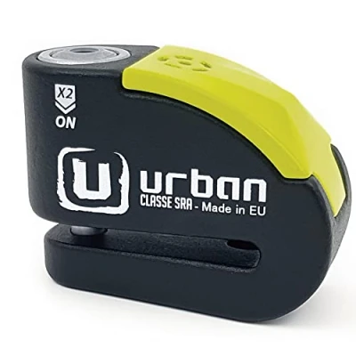 Imagen de URBAN UR10 Candado Moto Disco Sin o Con Alarma Homologado SRA, Warning LED, Sensibilidad A+, Doble Cierre ø10 Acero Endurecido de Alta Seguridad, Cerradura Anti Sierra, Bloqueo Pinza Antirrobo Scooter