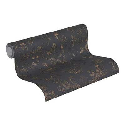 Imagen de Papel pintado Barroco Neue Bude 2.0 Ed.II tejido no 10.05 m x 0.53 Negro Oro Fabricado en Alemania de A.S. Création 374132 37413 2