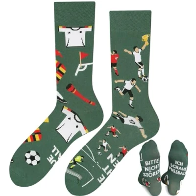 Imagen de TODO Colours Calcetines divertidos con diseño para hombre y mujer, divertidos, multicolor, Fútbol 2024, 39 42