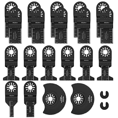 Imagen de shirylzee Herramienta multifunción hoja de sierra oscilante, 20 PCS multiherramienta oscilante universal accesorios kit para plástico,madera,metal,Fein Multimaster, Black&amp;Decker,Ryobi, Milwaukee