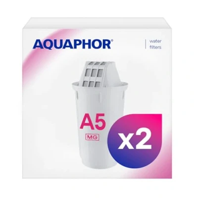 Imagen de AQUAPHOR Cartucho de filtro A5 Pack 2 con magnesio, filtra cal y cloro, así como metales pesados otras sustancias, 350 l agua clara, tecnología Aquale, mejor comida bebida