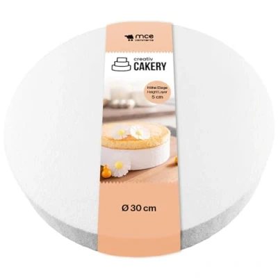 Imagen de MCE Commerce Torten Dummy Disco de poliestireno, Blanco, Kreis ø 30 cm, H 5cm