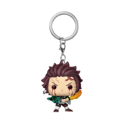 Imagen de Funko Pop! Keychain: DS Tanjiro Kamado (Sun Breathing) Demon Slayer Guardianes de la Noche Minifigura Vinilo Coleccionable Llavero Original Relleno Calcetines Idea Regalo