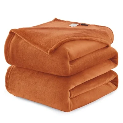Imagen de WAVVE Manta Franela para Cama 90, Sofá 150x200 cm, de Microfibra, Suave, Cálida, Transpirable (Naranja)