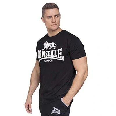 Imagen de Lonsdale London Logo Hombre Camiseta Negro M 100% algodón Regular
