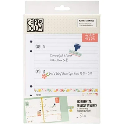 Imagen de Simple Stories Weekly Inserts Insertos semanales de Formato Horizontal Carpe Diem, Papel, Multicolor, 21.1 x 14.7 1.6 cm