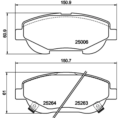 Imagen de HELLA 8DB 355 015 691 Juego de pastillas freno con avisador acústico desgaste TOYOTA: Avensis III Familiar, Verso, Berlina