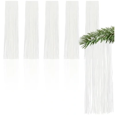 Imagen de com four® 5X Oropel Guirnalda de Blanco para Navidad Adornos navideños el árbol Cortina con Hilos Lisos (Blanco 05 Piezas)