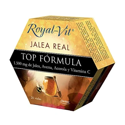 Imagen de Dielisa Royal Vit, Jalea Real Top Fórmula, Complemento Alimenticio con 1500 mg de Real, Avena, Acerola y Vitamina C, Ingredientes que Aportan Energía Disminuyen la Fatiga 20 Viales