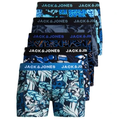 Imagen de JACK &amp; JONES 12204864 Calzoncillos tipo bóxer para hombre, juego de 5 unidades, color blanco, negro, azul y gris, L