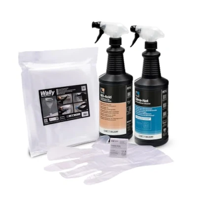 Imagen de ERRECOM Kit limpieza aire acondicionado, incluye detergente Clima Net 1L unidad interna y filtros, funda Wally, ácido biodegradable Bio Acid externa, guantes