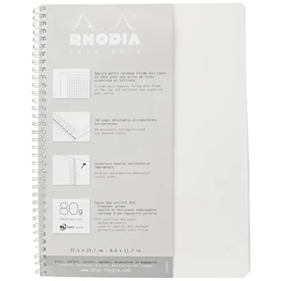 Imagen de Clairefontaine para Classic cuaderno de espiral 22,5 x 29,7 cm, 160 páginas extraíbles microperforées 80 g Color blanco