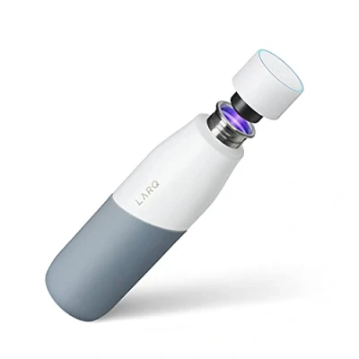 Imagen de LARQ Bottle Movement PureVis 950ml Botella de agua ligera acero inoxidable sin aislamiento que se limpia sola con purificador UV 2 Años Garantía, White/Pebble
