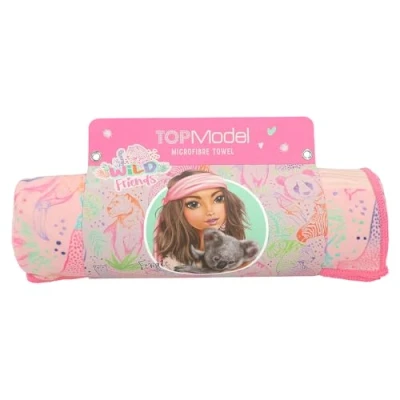Imagen de Depesche 12791 TOPModel Wild Toalla de Microfibra con Motivo Modelo y Colorido Estampado Animales, Banda elástica para enrollar Mantener en su Sitio, Multicolor