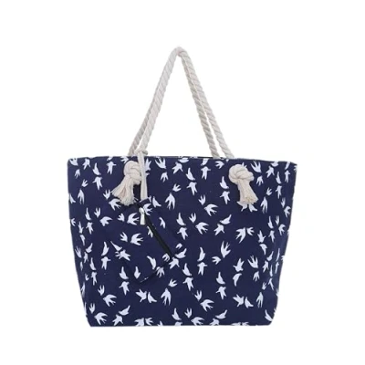 Imagen de DonDon bolsa de playa grande con cremallera 58 x 38 18 cm diseño marítimo gaviota azul blanco shopper hombro estilo yate (yacht style)