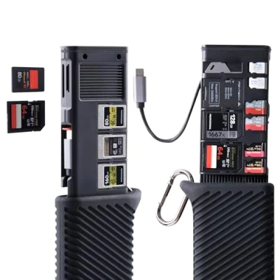 Imagen de PGYTECH Lector de Tarjetas CFexpress Tipo A/SD/Micro SD 10 Gbps USB 3.2 Gen2, Estuche para A/SD/TF, Compatible con cámaras/teléfonos/Drones/cámaras acción (Negro)