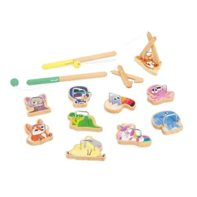 Imagen de Janod Caña con Pinzas Applepop Juego De Habilidad Infantil 2 + 10 Animales 1 Bolsa Ejercita Destreza y Concentración Juguete Madera FSC A Partir 3 Años, J03352