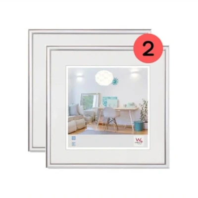 Imagen de walther design New Lifestyle Marco de fotos, paquete 2 unidades 20 x cm, color plateado