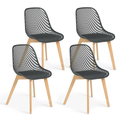 Imagen de IDMarket Juego de 4 sillas Mandy Grises para Comedor