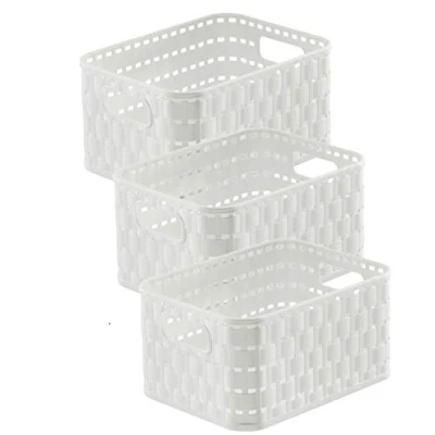 Imagen de Rotho Country Juego de 3 cajas almacenamiento 2 litros en apariencia ratán., Plástico (PP) sin BPA, blanco, x A6/2 L (18.3 13.7 9.8 cm)