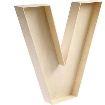Imagen de FNB Buzón decorativo rellenable con forma de V, letras madera y números