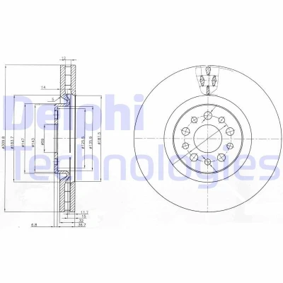 Imagen de DELPHI BG3898 Disco de freno 310 32 5 ventilado aceitado sin procesar cojinete rueda, anillo sensor ABS PEUGEOT: 807, CITROËN: C8