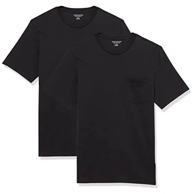 Imagen de Amazon Essentials Camiseta de Manga Corta con Bolsillo, Cuello Redondo y Corte Recto Hombre, Pack 2, Negro, 4XL Grande Alto