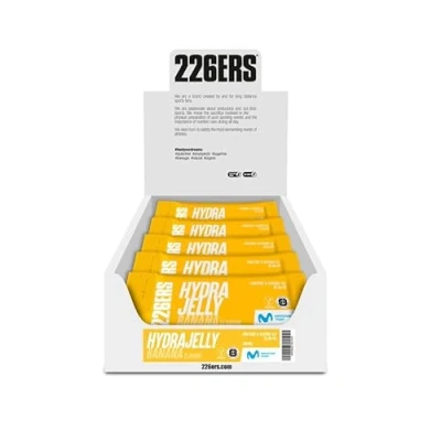 Imagen de 226ERS Hydrajelly, Gel Energético Textura Gelatina, 30 x 40 g, a Base de Glucosa y Fructosa, Energía Inmediata, Recuperación Muscular, Aporte Sodio, Mejor Asimilación Digestión, Sabor Plátano