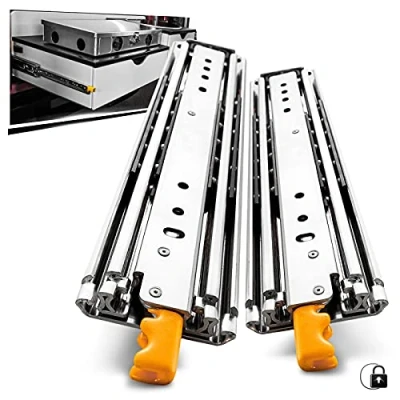 Imagen de AOLISHENG Camino de cajón resistente 550 mm, con bloqueo, capacidad carga hasta 200 kg, 1 par