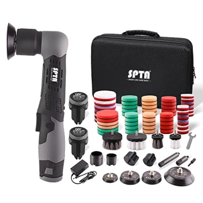 Imagen de Mini Pulidora Coche, SPTA 12V Máquina de pulido Inalámbrica para Coche Detalles 25mm/50mm/80mm Almohadilla pulido, Perfecto Pulir y Encerar Coches