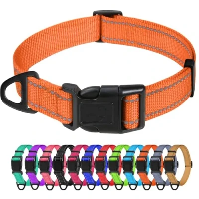 Imagen de TagME Collar Perro Ajustable,Collar Nylon Reflectante,para Caminar Correr Entrenamiento,para Perros Pequeños,Naranja,1.5cm De Ancho