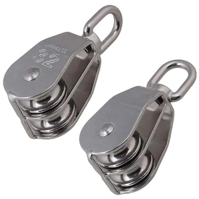 Imagen de Cokritsm M32 Doble Bloques de Poleas Protección, 2Pack Polea para Cable, Dobles Cable Acero Pastecas Arrastre y Elevación Máxima 551 Lbs/250Kg