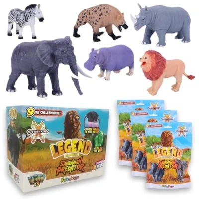 Imagen de #sbabam Funny Box Leyenda de los Animales Depredadores la Sabana, Juguete para Niños, 3 Piezas, Juegos Niños Edicola, Muñequitos Suaves Extendibles