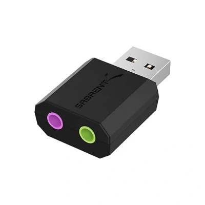 Imagen de SABRENT Adaptador USB a Jack de 3,5 mm para Auriculares con Entrada micrófono Tarjeta Sonido Externa estéreo 3D Compatible PS4, Windows y Mac [AU MMSA]