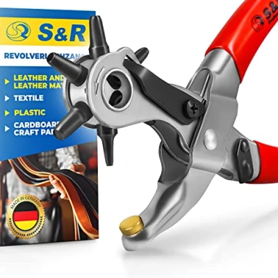 Imagen de S&amp;R Alicate Sacabocados/MADE IN GERMANY/Agujeros Cuero y Cinturones Sacabocados con 6 punzones 2/2,5/3 / 3,5/4 5 mm