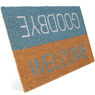 Imagen de Entrando Felpudo de coco con diseño bienvenida y para la puerta casa, interior, exterior, resistente, resistente a intemperie, antideslizante, también como decoración puerta,