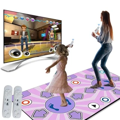 Imagen de EagerMinds Alfombra de Baile para niños y Adultos, Doble, TV, Tapete Interactivo con múltiples Modos, 100 Canciones, 3 Niveles dificultad (A)